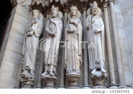 Saint Paul, King David, a queen, and another king, Portal of St. Anne, Notre Dame Cathedral, Paris 133565591