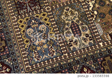 Handmade woven rug, oriental craft in Jaipur, Rajasthan, India 133565598