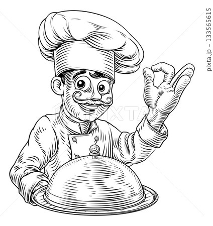 Chef Cloche Tray Platter Plate Tray Illustration 133565615