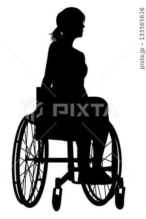 Silhouette of Woman in Wheelchair Silhouette of Woman in Wheelchair 133565616