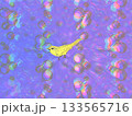 サイケデリックな模様を背景にした黄色い鳥のイラスト 133565716