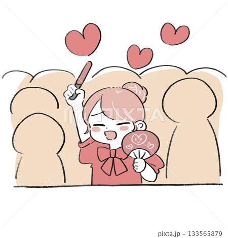 推しのライブで楽しむ女性のイラスト 133565879