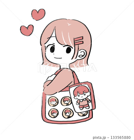 推しのバッグを持つ女性のイラスト 推しのバッグを持つ女性のイラスト 133565880