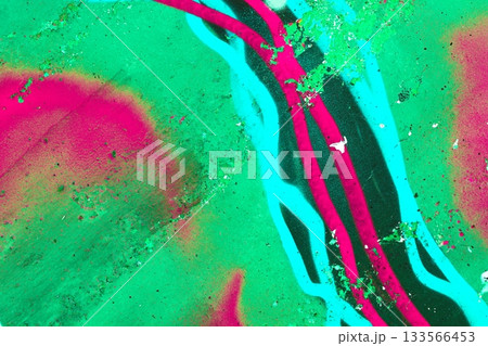 Vibrant Abstract Graffiti Art in Neon Green, Pink, Blue for Funky 80s, Y2K Style 133566453