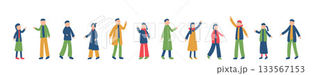 冬を過ごす人々のイラストセット 133567153