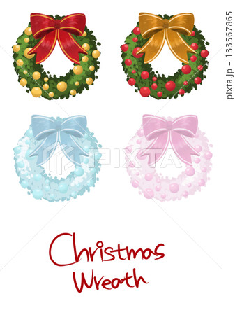 【透過PNG】クリスマスリース　4種 133567865