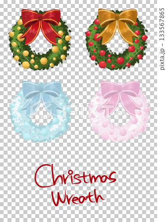 [透明PNG] 聖誕花圈（4種款式） 133567865