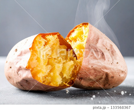 半分にした焼き芋の断面 133568367