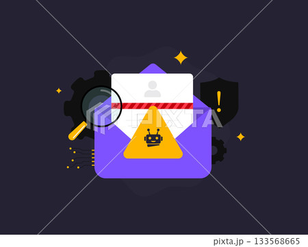 Cybersecurity ai phishing email scam attack prevention tools counter threats as ai smart systems detect e-mail fraud and guide users against deepfake tricks and malicious emails vector illustration Cybersecurity ai phishing email scam attack prevention tools counter threats as ai smart systems detect e-mail fraud and guide users against deepfake tricks and malicious emails vector illustration 133568665