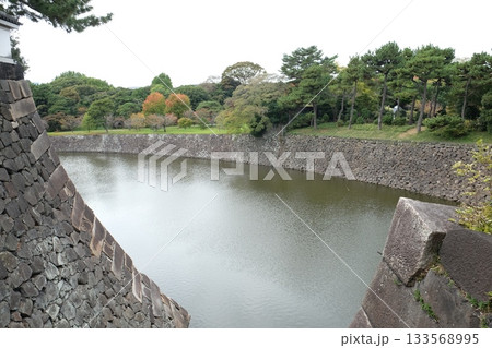 皇居の二ノ丸門から見た二重橋 133568995