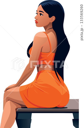 Beautiful young woman sitting and posing on bench Beautiful young woman sitting and posing on bench 133569260