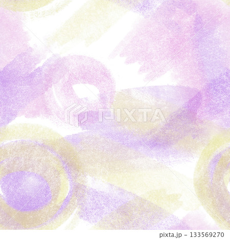 Abstract seamless pattern of acid spots in pastel technique with retro texture graininess.Pink,yellow and purple colors in a dynamic movement .Big brushstrokes,spots and splash for background 133569270