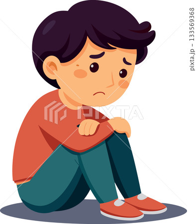 Sad young boy feeling lonely and depressed Sad young boy feeling lonely and depressed 133569368