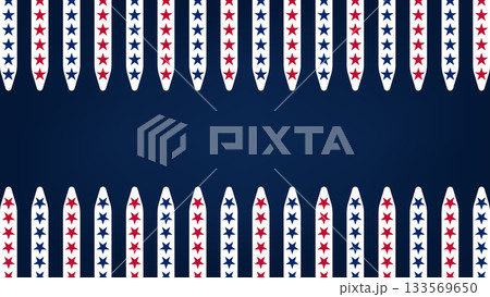 Red and blue stars and stripes create a festive border for celebrations and events	 133569650