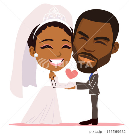 Wedding Day Young Couple Cartoon Vector Illustration Wedding Day Young Couple Cartoon Vector Illustration 133569682