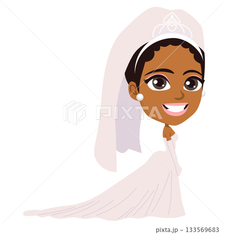 Beautiful Bride in Wedding Dress Cartoon Vector Illustration Beautiful Bride in Wedding Dress Cartoon Vector Illustration 133569683