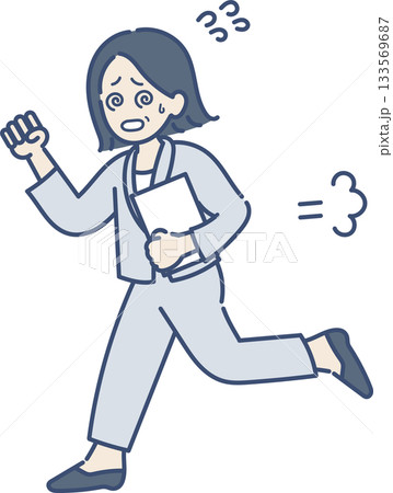 忙しく走り回る40代ビジネスウーマンのイラスト 忙しく走り回る40代ビジネスウーマンのイラスト 133569687