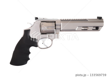 Modern firearms revolver on white background 133569739