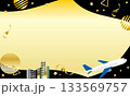 飛行機とビルのゴージャスなゴールドフレーム　ブラックフライデー 133569757