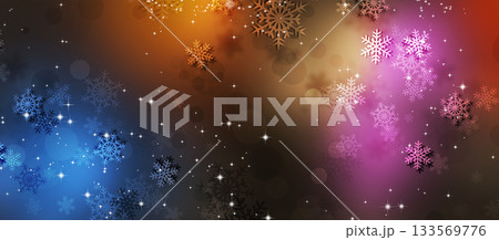 colorful winter snow and lights banner 133569776