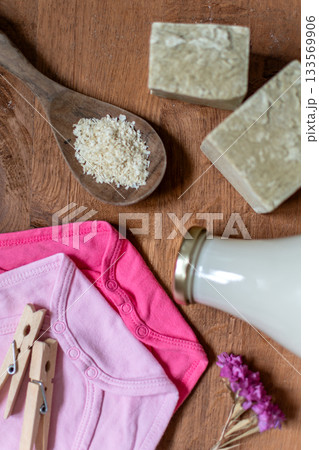Homemade laundry, marseille grated soap, DIY, do it yourself, zero waste, eco friendly, natural product for wash and cleaning 133569906