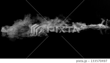 Super Slow Motion of White Surface Smoke Texture Isolated on Black Background. VFX element for overlay. 133570497