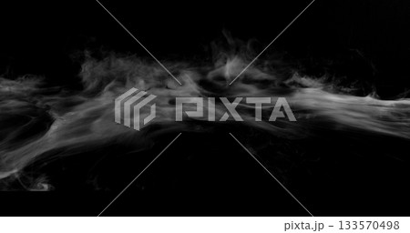 Super Slow Motion of White Surface Smoke Texture Isolated on Black Background. VFX element for overlay. 133570498