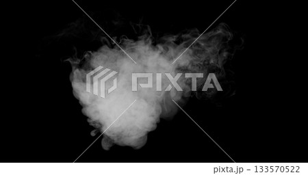 Super Slow Motion of White Rounded Smoke Texture Isolated on Black Background. VFX element for overlay. Super Slow Motion of White Rounded Smoke Texture Isolated on Black Background. VFX element for overlay. 133570522