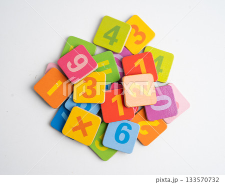 Math number colorful on white background. 133570732