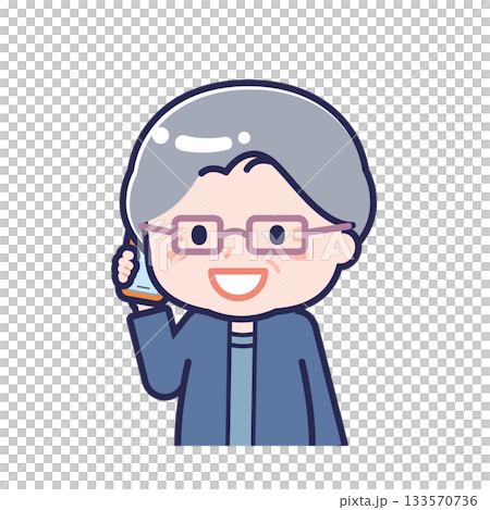 一位身著休閒裝的「老年」女性正在使用智慧型手機 一位身著休閒裝的「老年」女性正在使用智慧型手機 133570736