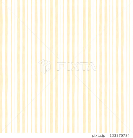 Watercolor vertical beige lines of varying thickness seamless patten on isolated background. Hand painted soft pastel colors straight brush stripes illustration for kid textile, decoration, package. 133570784
