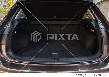 Spacious trunk of an SUV ready for adventure with ample storage space Spacious trunk of an SUV ready for adventure with ample storage space 133570824