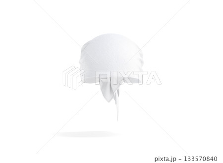 Blank white bandana head wrap mockup, png, transparent background, 3d rendering. Empty fabric pirate cap or wrapped kerchief mock up, cut out. Blank white bandana head wrap mockup, png, transparent background, 3d rendering. Empty fabric pirate cap or wrapped kerchief mock up, cut out. 133570840