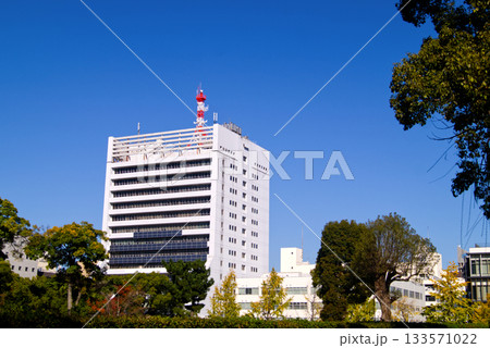 晴天に映える和歌山城内から見える和歌山市役所庁舎 133571022