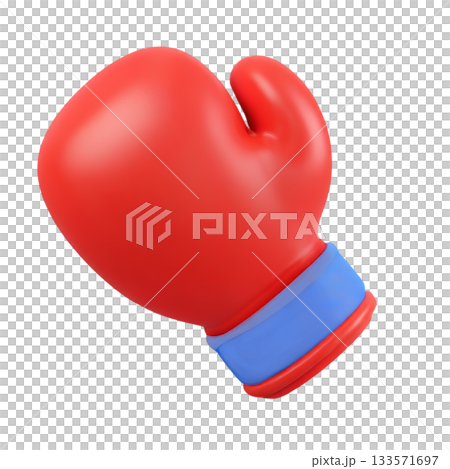 3D Boxing Glove Icon for Sports and Fitness Stock Image, Red Protective Gear Icon for Athletic Branding 133571697