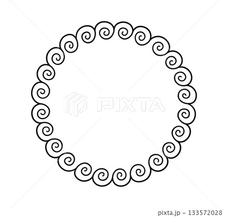 Greek doodle circle frame. Hand drawn roman round frame. Greek or Roman ancient motif border design. Ancient ornament circle element. Vector illustration isolated on white background Greek doodle circle frame. Hand drawn roman round frame. Greek or Roman ancient motif border design. Ancient ornament circle element. Vector illustration isolated on white background 133572028