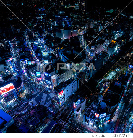 渋谷・スクランブル交差点の夜景 渋谷・スクランブル交差点の夜景 133572255