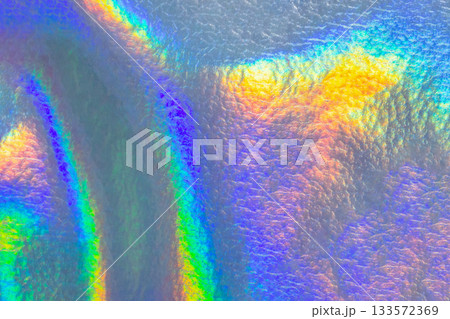 Holographic rainbow foil iridescent leather texture abstract hologram background 133572369