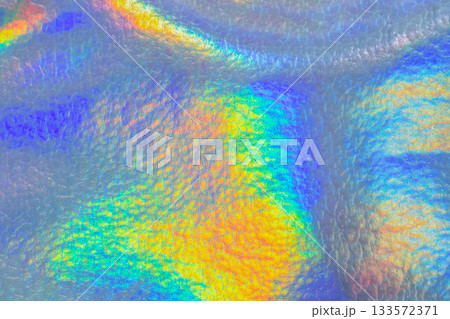 Holographic rainbow foil iridescent leather texture abstract hologram background 133572371