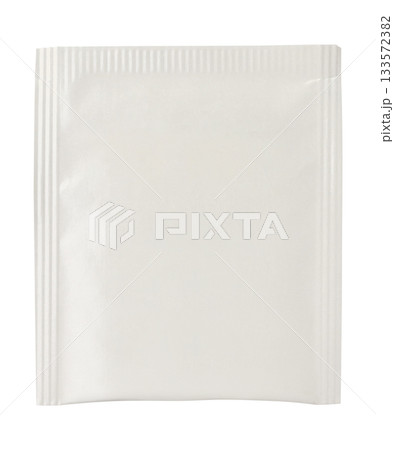 Blank white tea sachet packaging mockup isolated on white background Blank white tea sachet packaging mockup isolated on white background 133572382