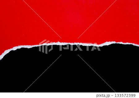 Red ripped paper torn edges strips isolated on black background 133572399