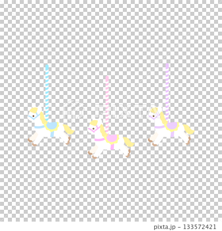 パステルカラーの木馬アイコンイラスト　透過 133572421
