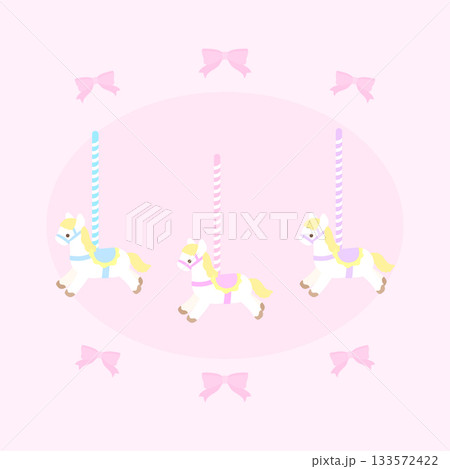 パステルカラーの木馬アイコンイラスト パステルカラーの木馬アイコンイラスト 133572422