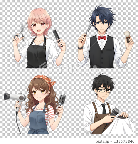 Barber people working character cartoon design Barber people working character cartoon design 133573840