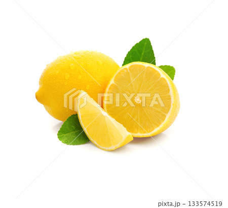 Sweet lemons with leaves 133574519