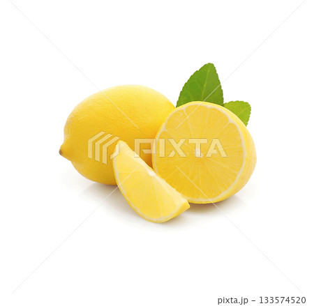 ripe lemon fruits on white backgrounds ripe lemon fruits on white backgrounds 133574520