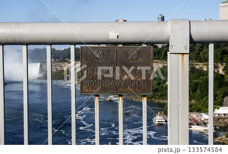 International Boundary Line between Canada and United State at Niagara Falls 133574584