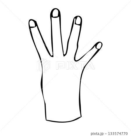 4本指で数える手のジェスチャー｜シンプル線画・ベクターアイコン 133574770