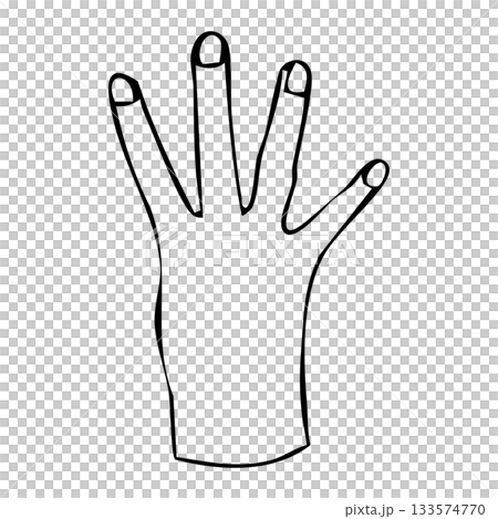 4本指で数える手のジェスチャー｜シンプル線画・ベクターアイコン 133574770