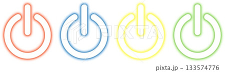 電源マークアイコン(4色セット) 133574776